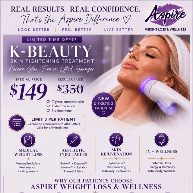 K-Beauty Skin Tightening Treatment at Aspire Weight Loss & Wellness in Fontana, CA